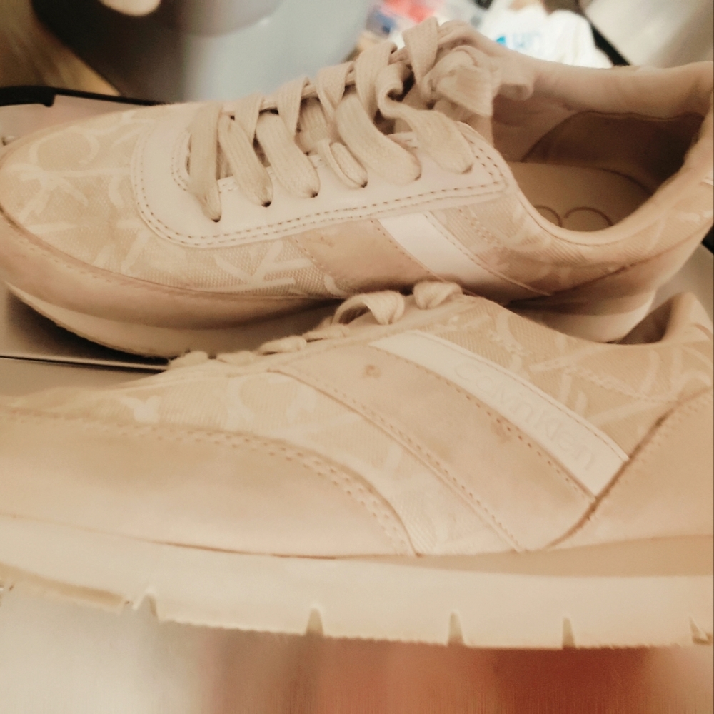 Calvin Klein beige & white womens shoes
